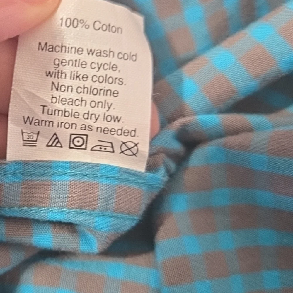 J. Crew Teal and Taupe Check Button-Down Shirt